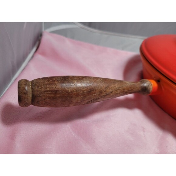 Vintage 1960s Midcentury Modern Red Orange Enamel Chafing Dish - Picture 2 of 7